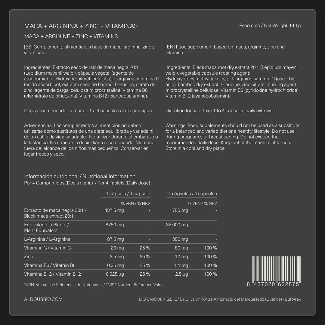 Maca negra con L-Arginina, Zinc y Vitaminas - Image 7